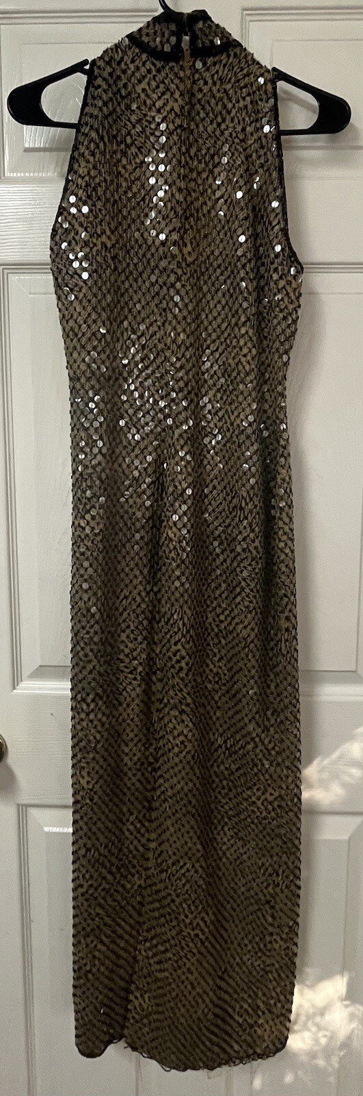 VTG Beaded Sequin Long Dress Mixed Leopard Prints Size “S”