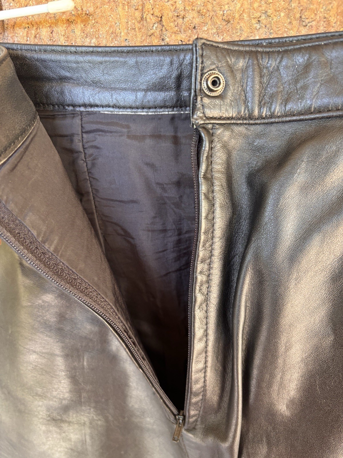 Vintage Bermans Black Leather Button Up Vest & Mini Skirt Set Sz 12 S Biker Goth