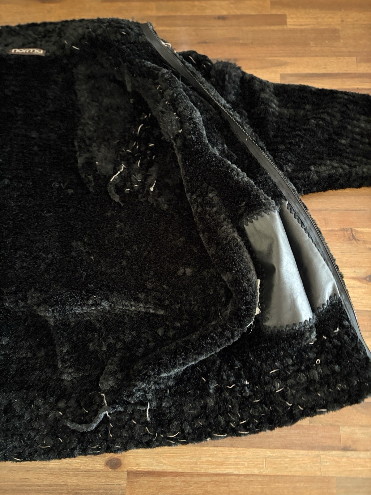 Vintage NORMA Canada Zip Sweater Heavy Woven Boucle Jacket MED RARE 80s