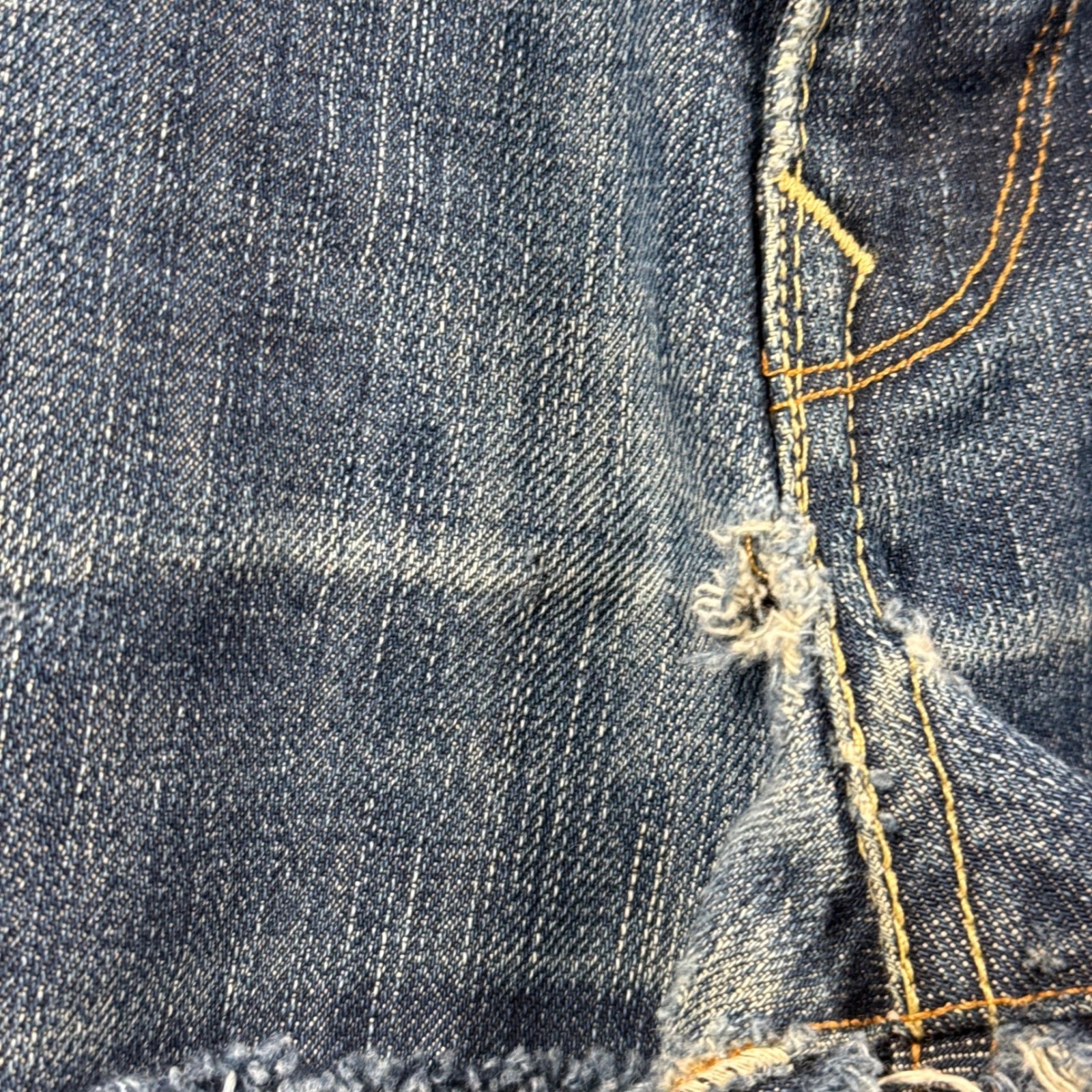 Vintage LEVIS Jeans W32 Hesher Hand Made in the USA Y2K Distressed Hem