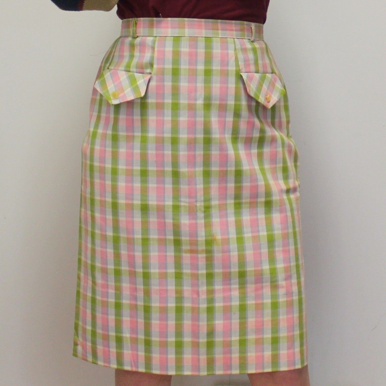 Vintage 60s High Waisted Preppy Plaid Pencil Skirt