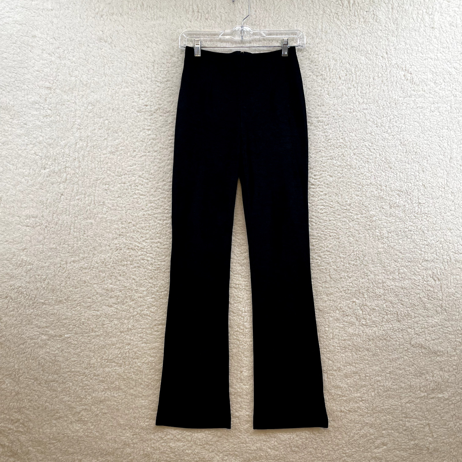 90s Y2K Vintage Pants 00 0 23 24 XS Black Faux Suede High Waisted Bootcut Flare