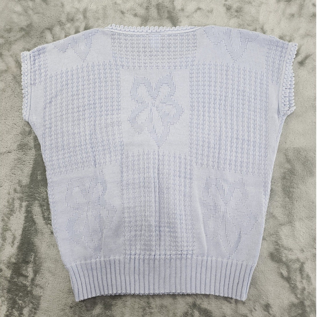 Vintage Jessica Scott Sweater Womens M Blue Crew Neck Short Sleeve Lightweight