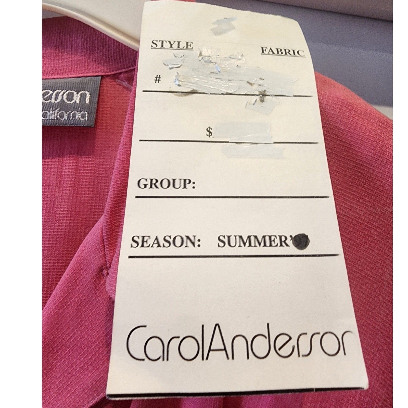 Vintage Carol Anderson California Pink Maxi Dress Summer 97 Belted Womens M NWT