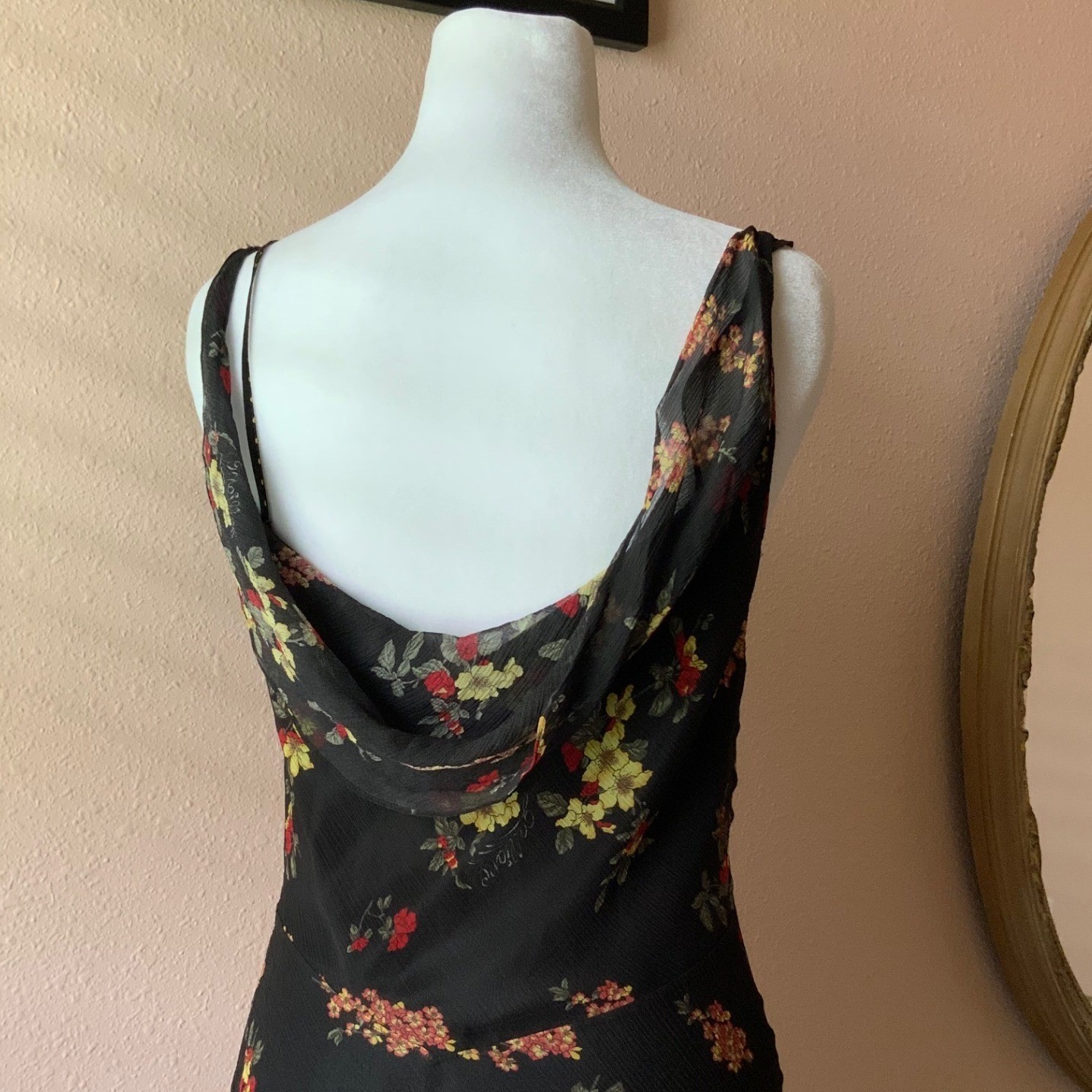 Vintage Galliano Silk Floral Graphic Mini Dress 28/42