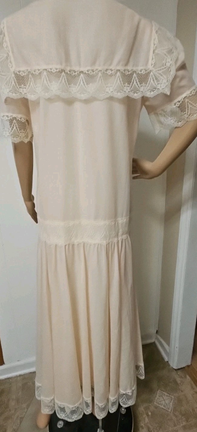 VTG 1980s Jessica McClintock Bridal Drop Waist Dress w/ Slip Size 6