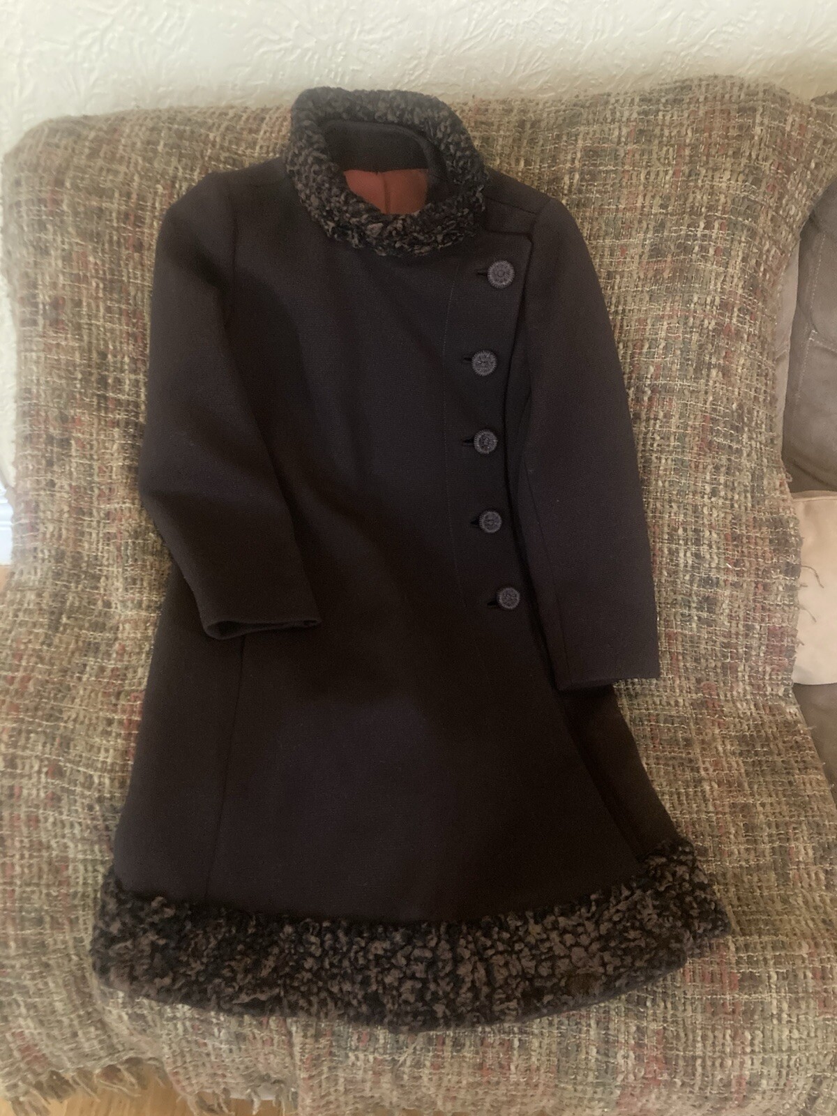 Vintage 40s Coat Brown Wool Fairbrooke NY Princess Coat With Persian Lamb Trim