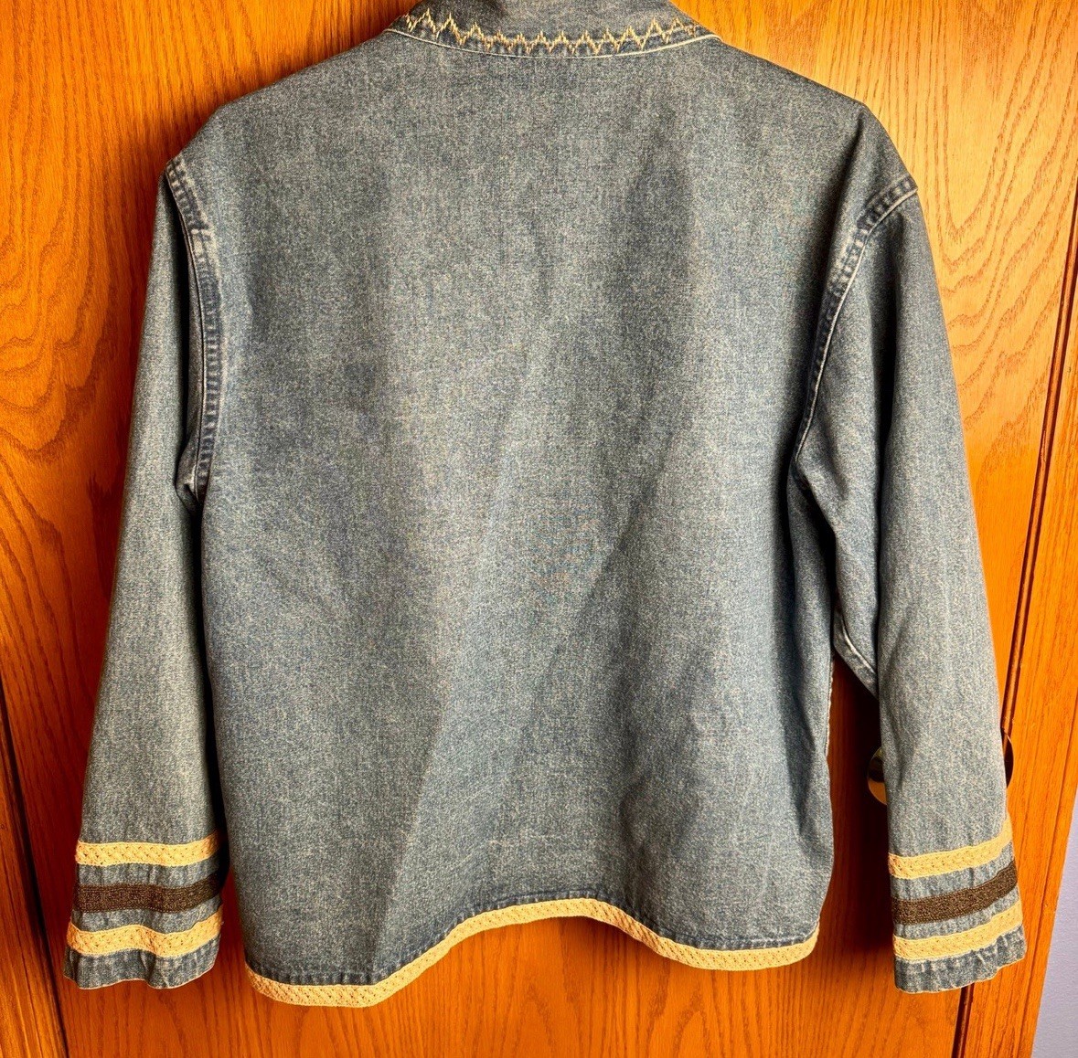 VTG New Direction Denim Embroidered Jacket Women’s M Giraffes Elephants Jungle