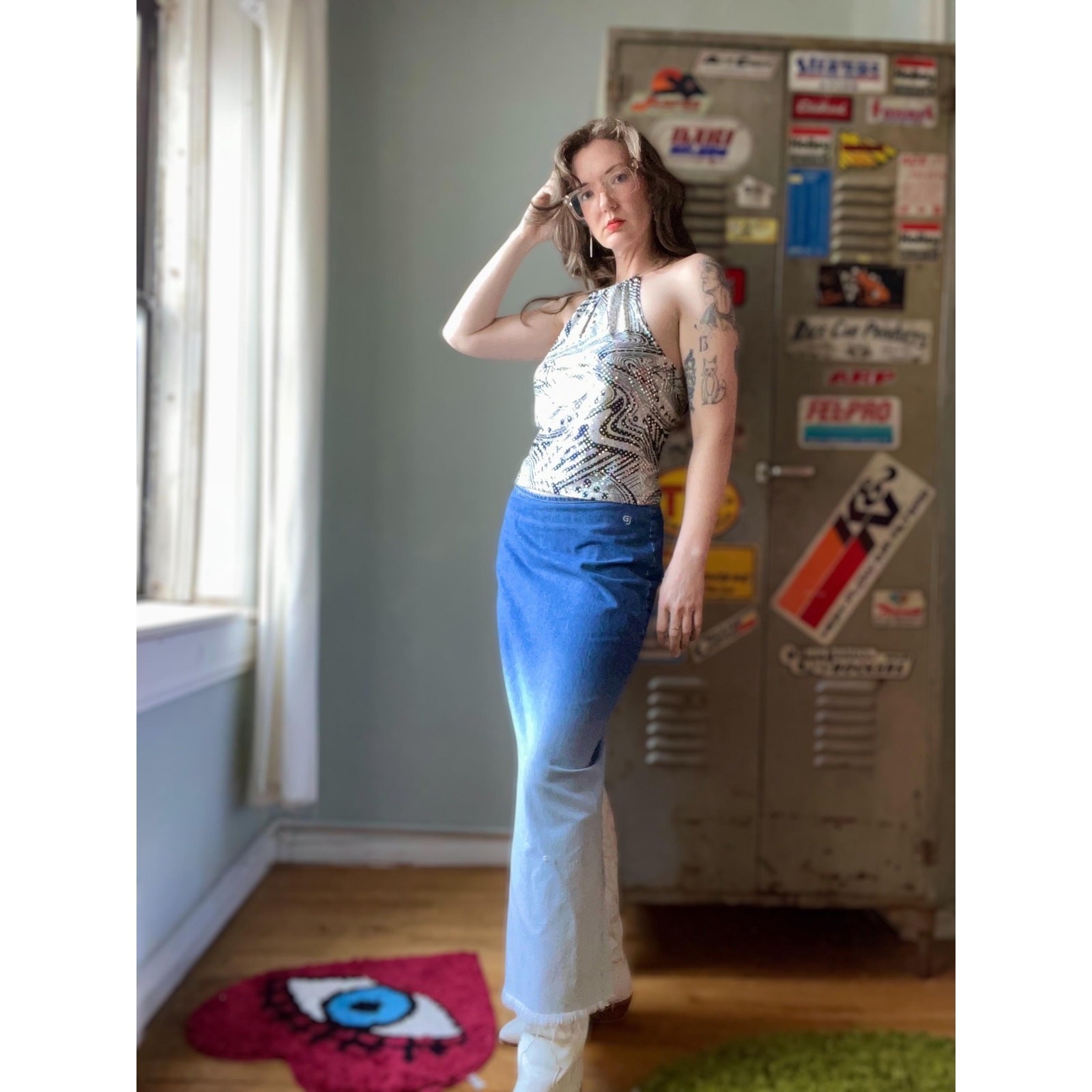 Vintage Y2K Guess Denim Maxi Skirt | Ombré Dip Dye | Low Rise A Line | M