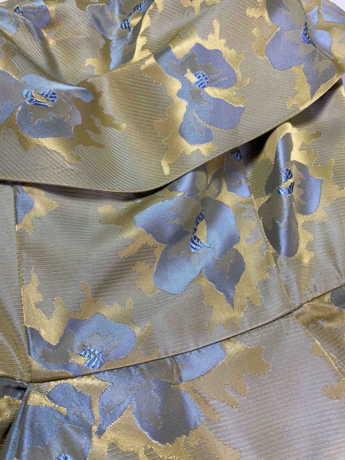 Vtg 1950’s Silk Brocade Floral Party Dress Size 7 Crinoline Retro Glam Classic