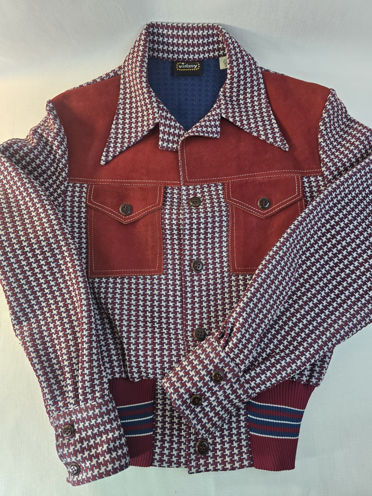 Vintage Virany Suede and Houndstooth Mid-century Outerwear Jacket. Women’s