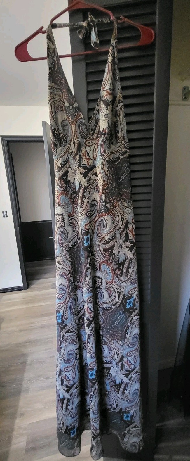 VTG Y2K Newport News Brown Blue Maxi Dress Paisley Whimsigoth Fairy Size 14 NWOT