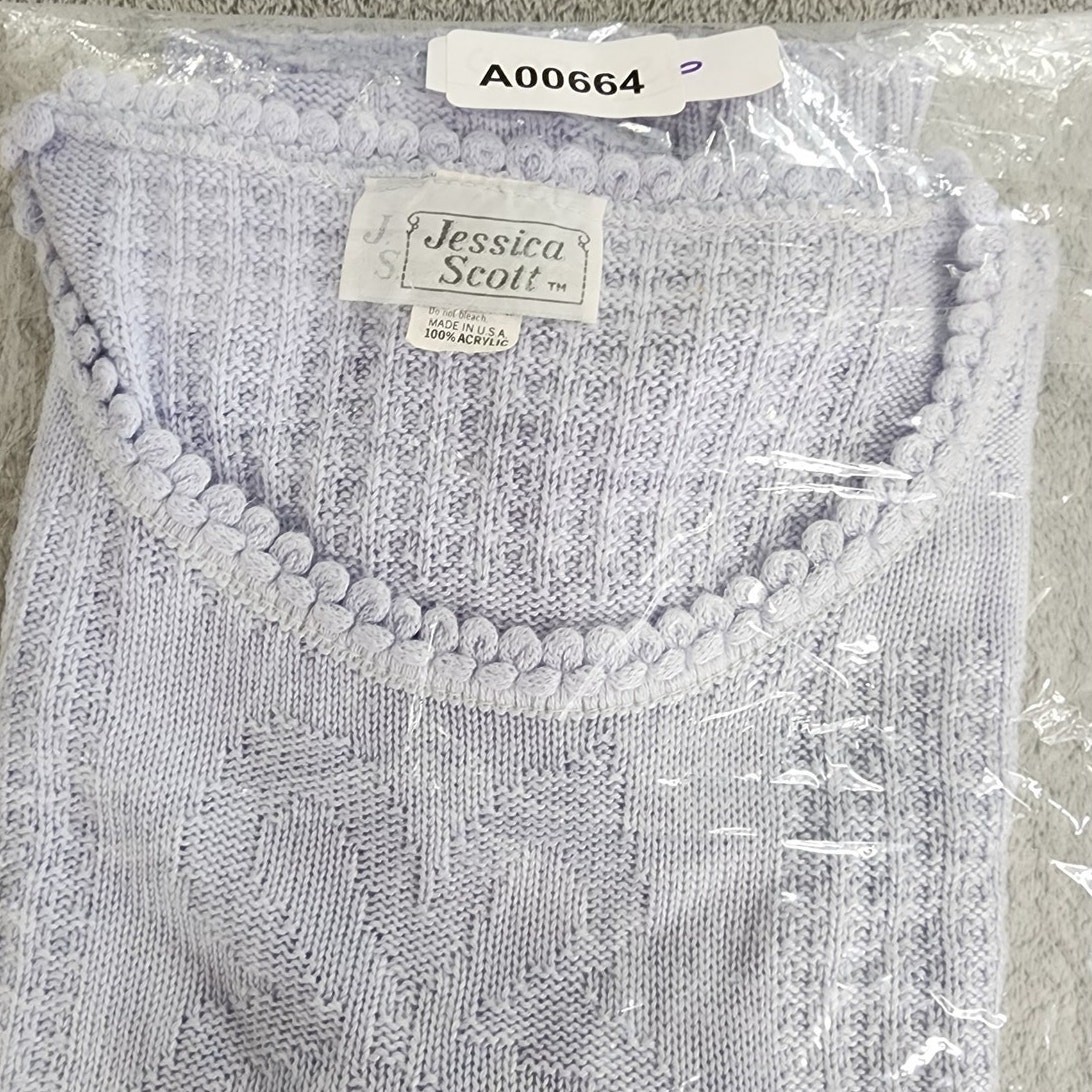 Vintage Jessica Scott Sweater Womens M Blue Crew Neck Short Sleeve Lightweight