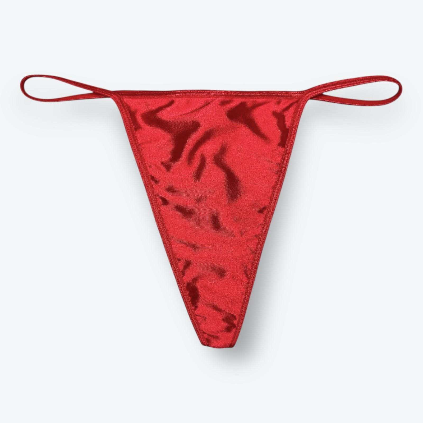 Satin V-String Hi-Cut Thong Red M