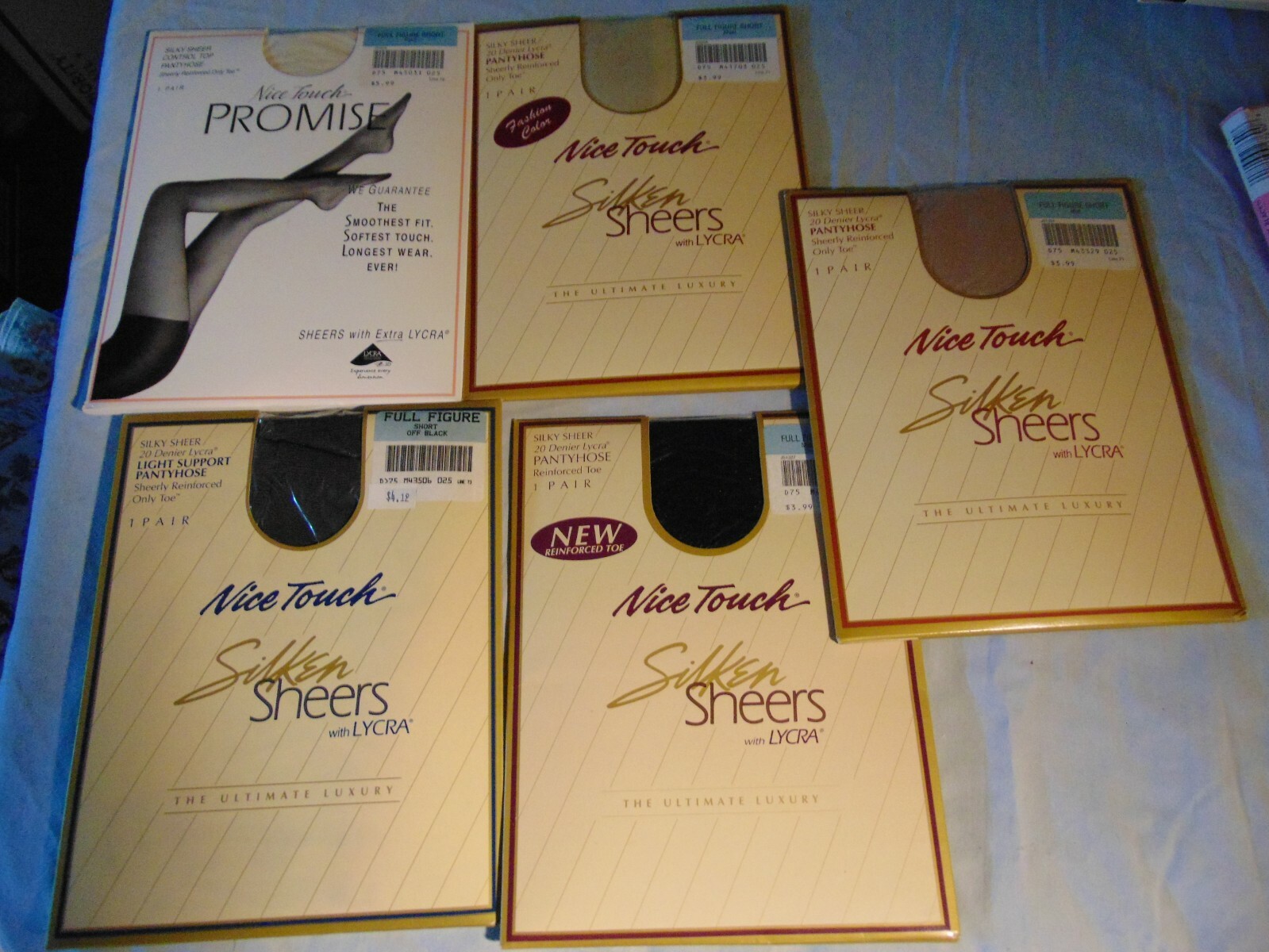 Lot of 5 Nice Touch Full Figure Short 5 Colors Silky Sheer Panyhoses