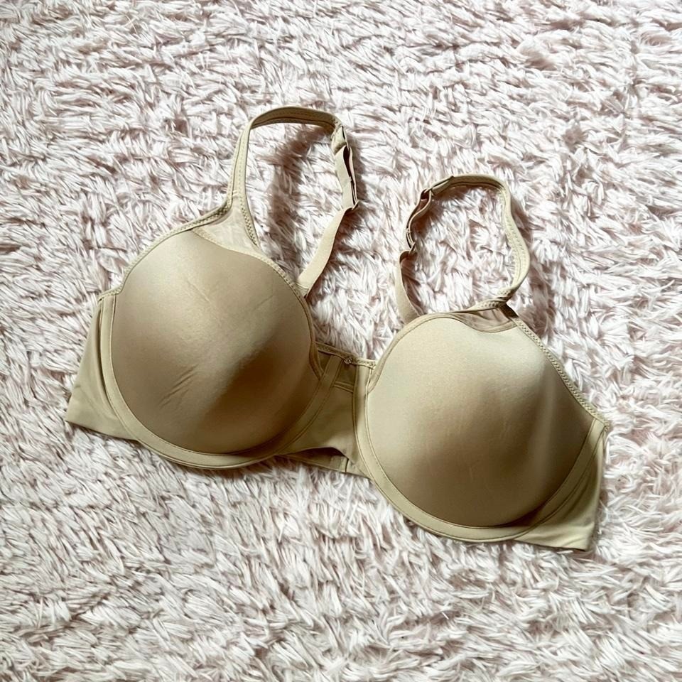 Nude Cream Classic Sheer Panel Padded Bra Bali 42B Feminine Delicate Tshirt