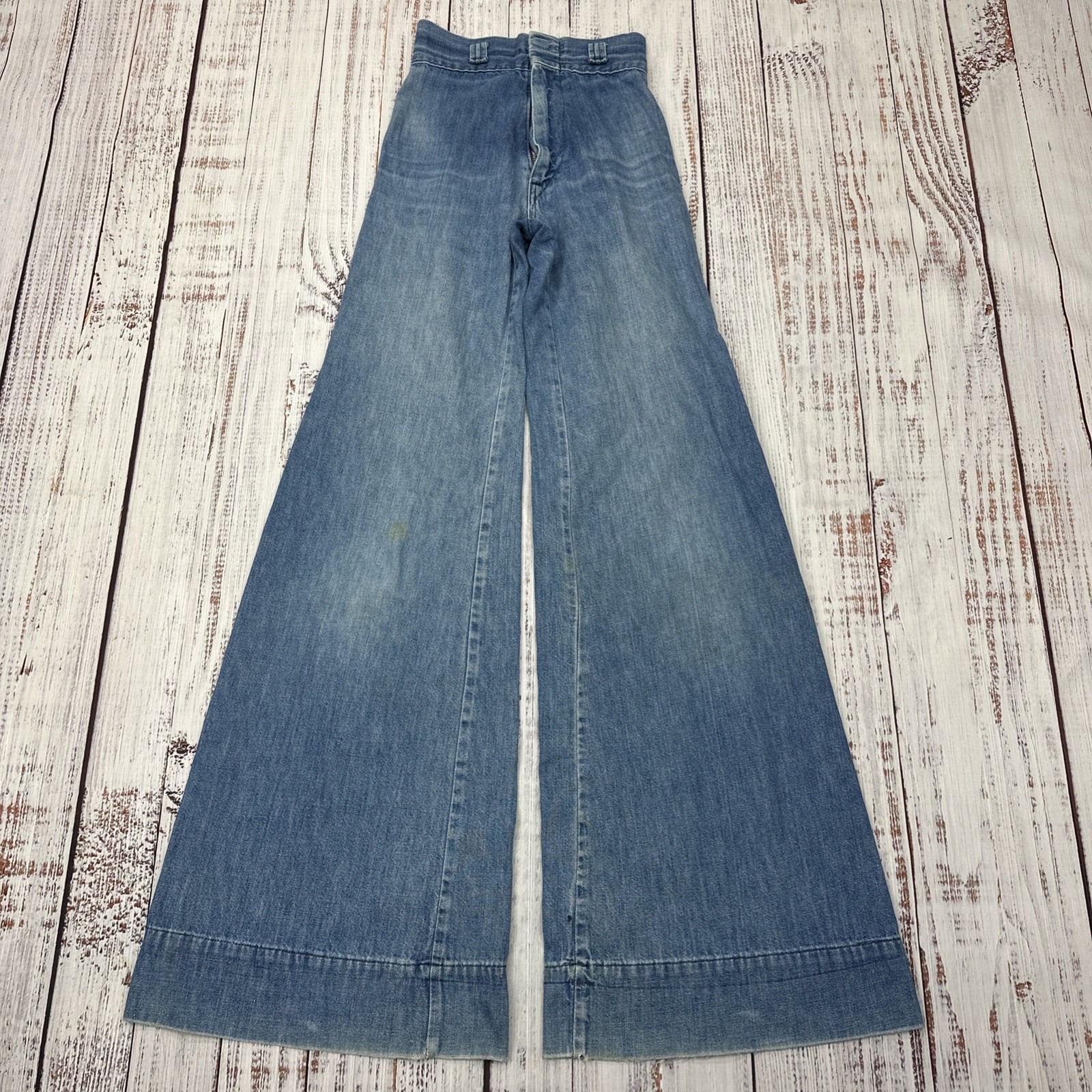 VTG 70’s Ragtime Bell Bottoms Jeans Womens 22×32 High Waist Alt’d & Hemmed RARE!
