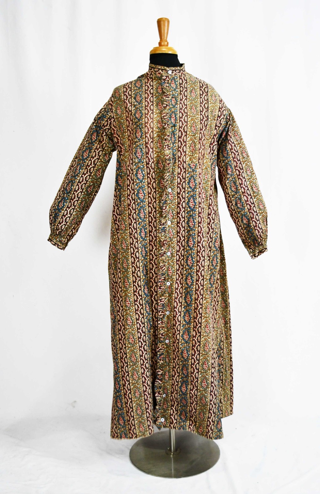 ANTIQUE DRESS BOLD CIVIL WAR ERA 1860’s PAISLEY MORNING DRESS