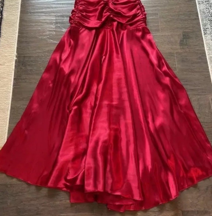 Vintage Jessica Mcclintock Charmeuse Gown, 2002 XS S Small Mermaid Red Silk Look