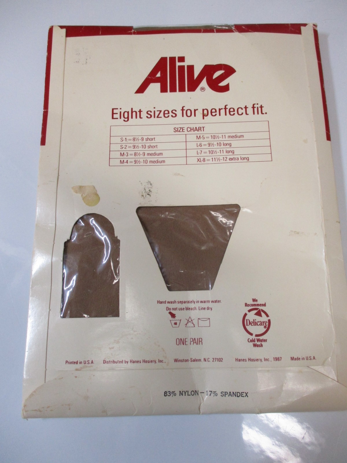 1PR VINTAGE HANES ALIVE RHT SUPPORT SHEER NYLON STOCKINGS SZ 11 1/2-12 XLONG MAY