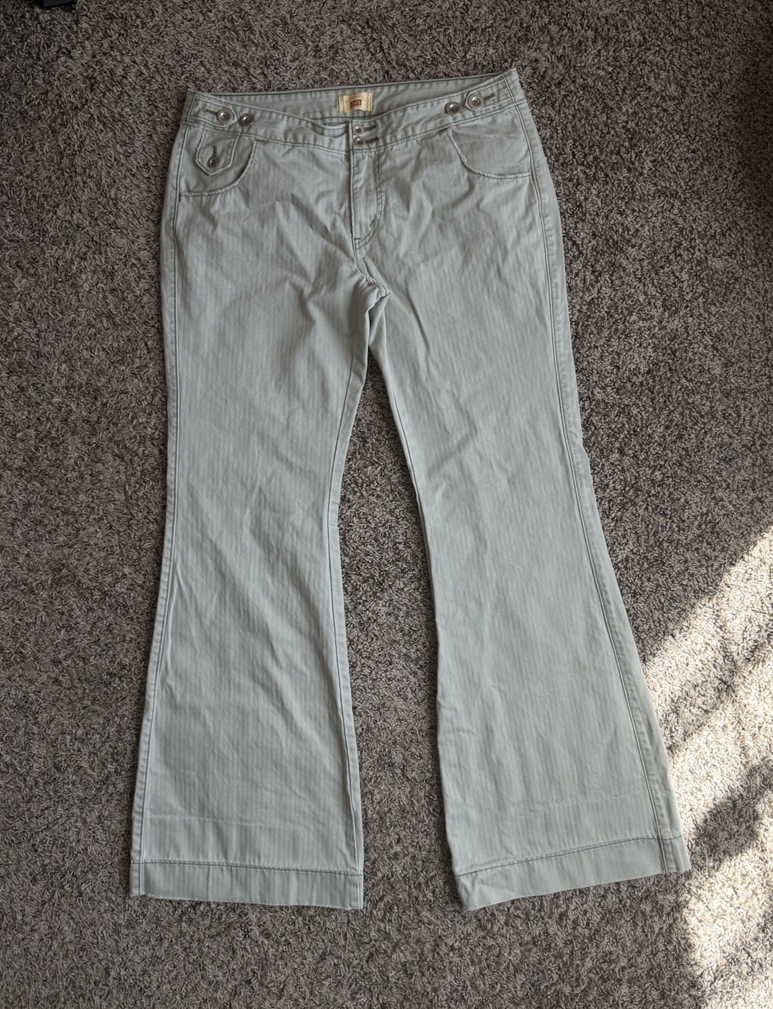 Vintage Levi’s Women Herringbone Bell Bottom Pants TAB TWILLS 12 M Metal Buttons