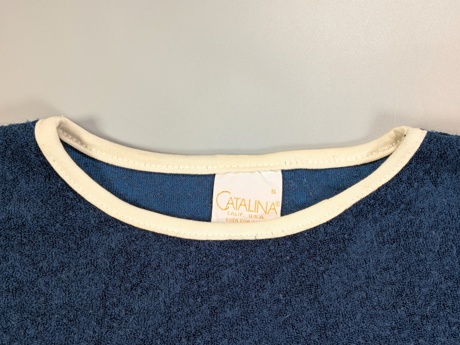 Vintage Catalina Swimsuit Cover-Up S Blue Terrycloth Swim Beach Surfer 70s USA