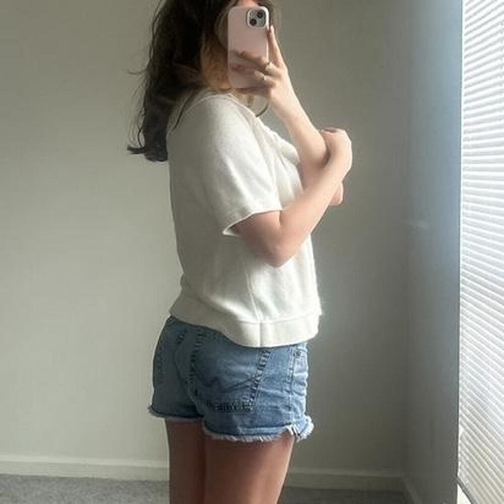 Vintage cream babydoll knit sweater tshirt cardigan top with button detailing
