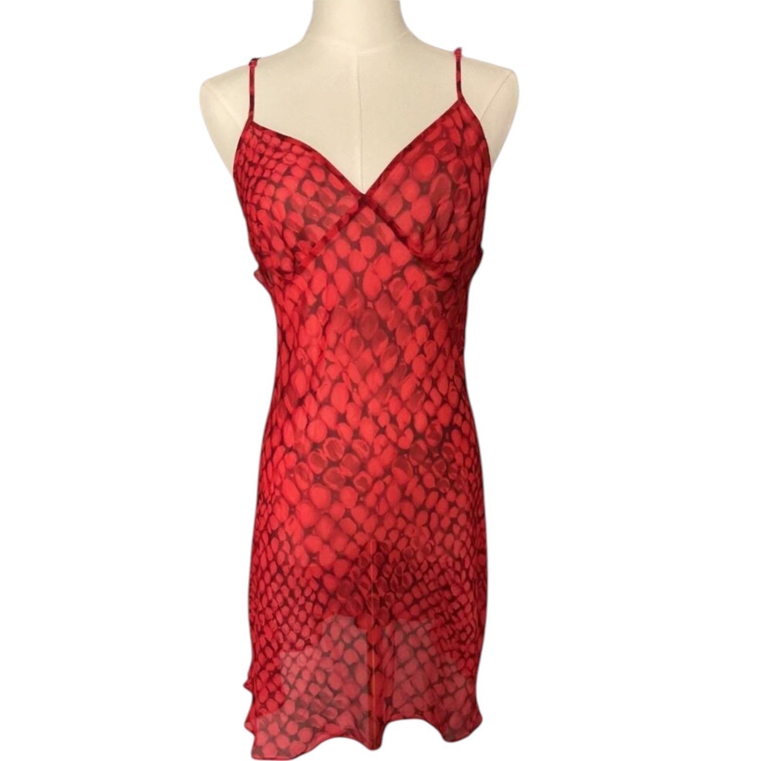 NWT Rare Vintage Victoria’s Secret Red Snake Print 100% Silk Slip Dress M