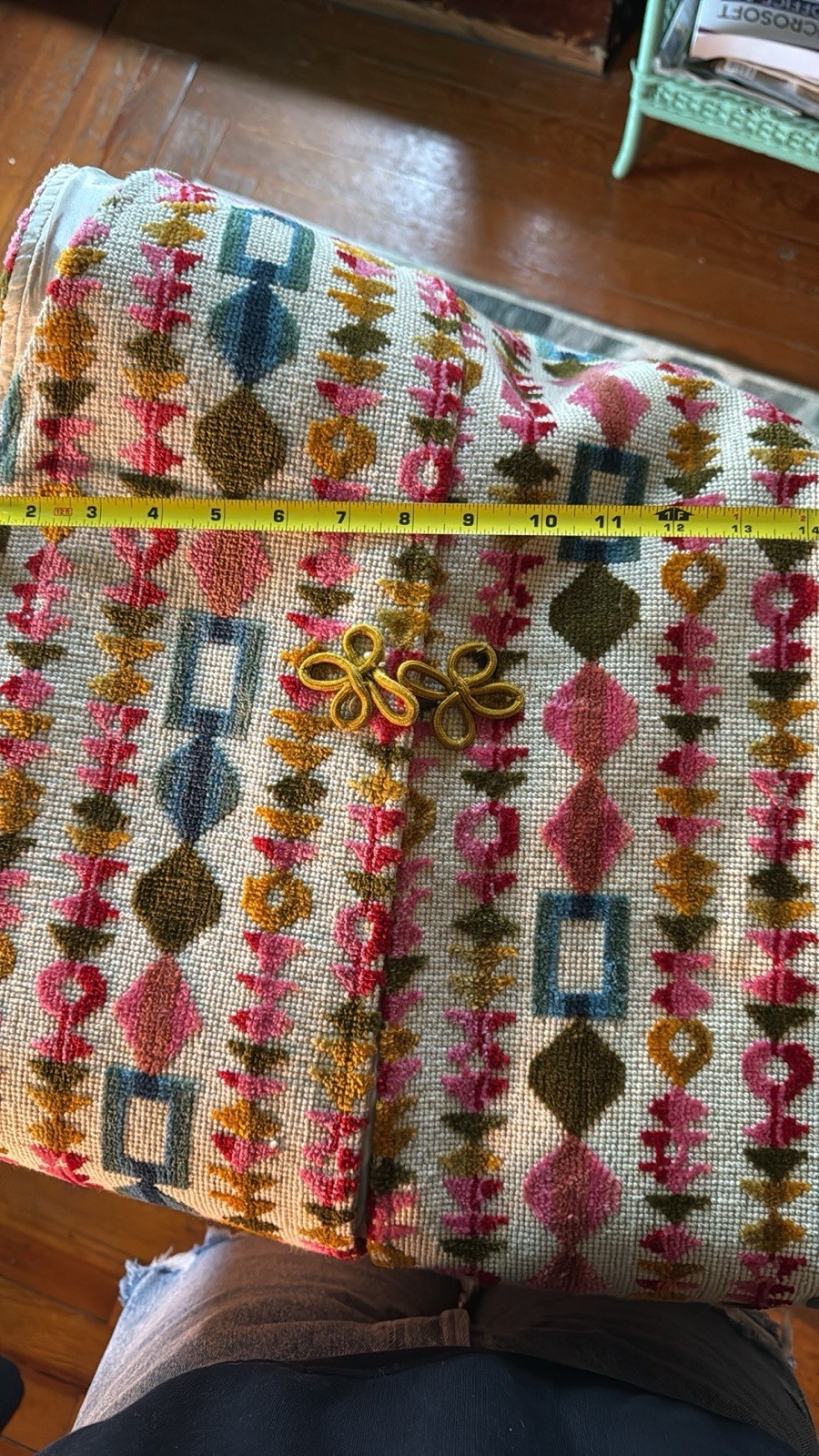 Harzfeld’s Patterned Lined Button Vest Size 18 Cream Pink Blue Green Yellow