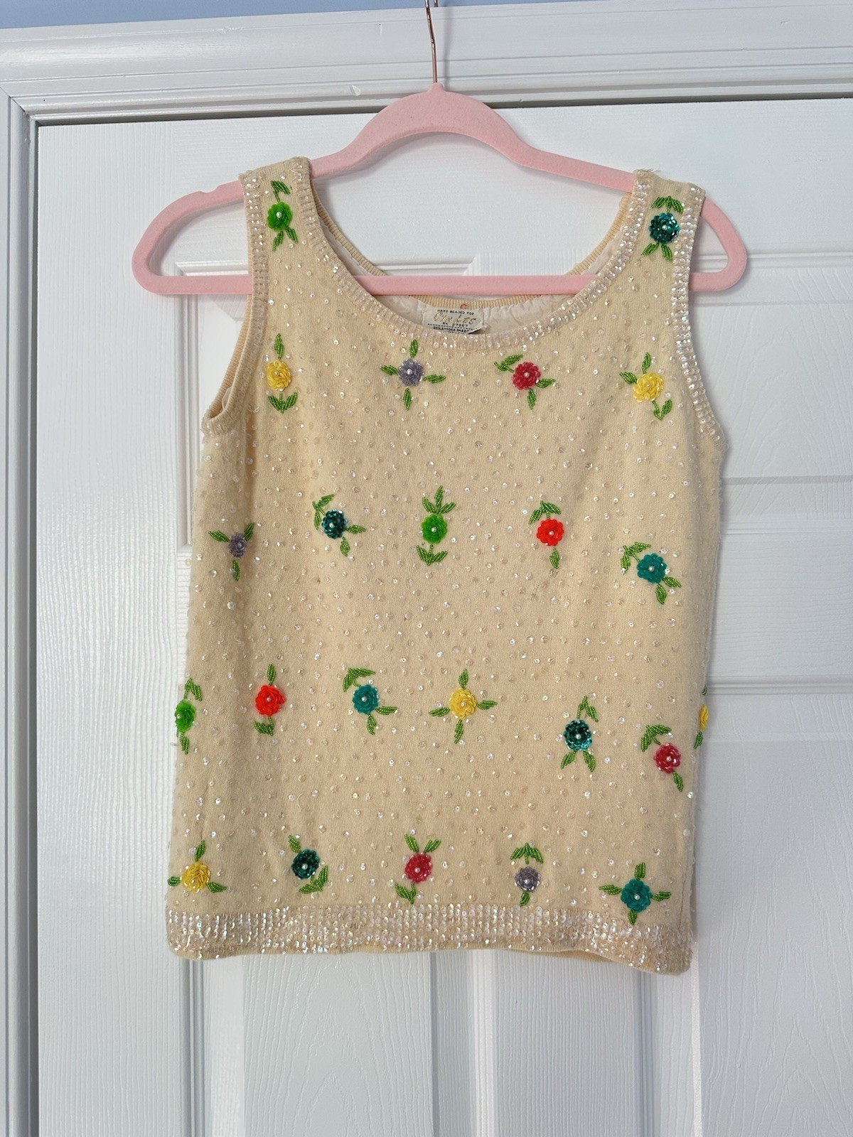 Vintage 1950s 1960s Cyn Les Wools Blend Sleeveless Sweater Size 36