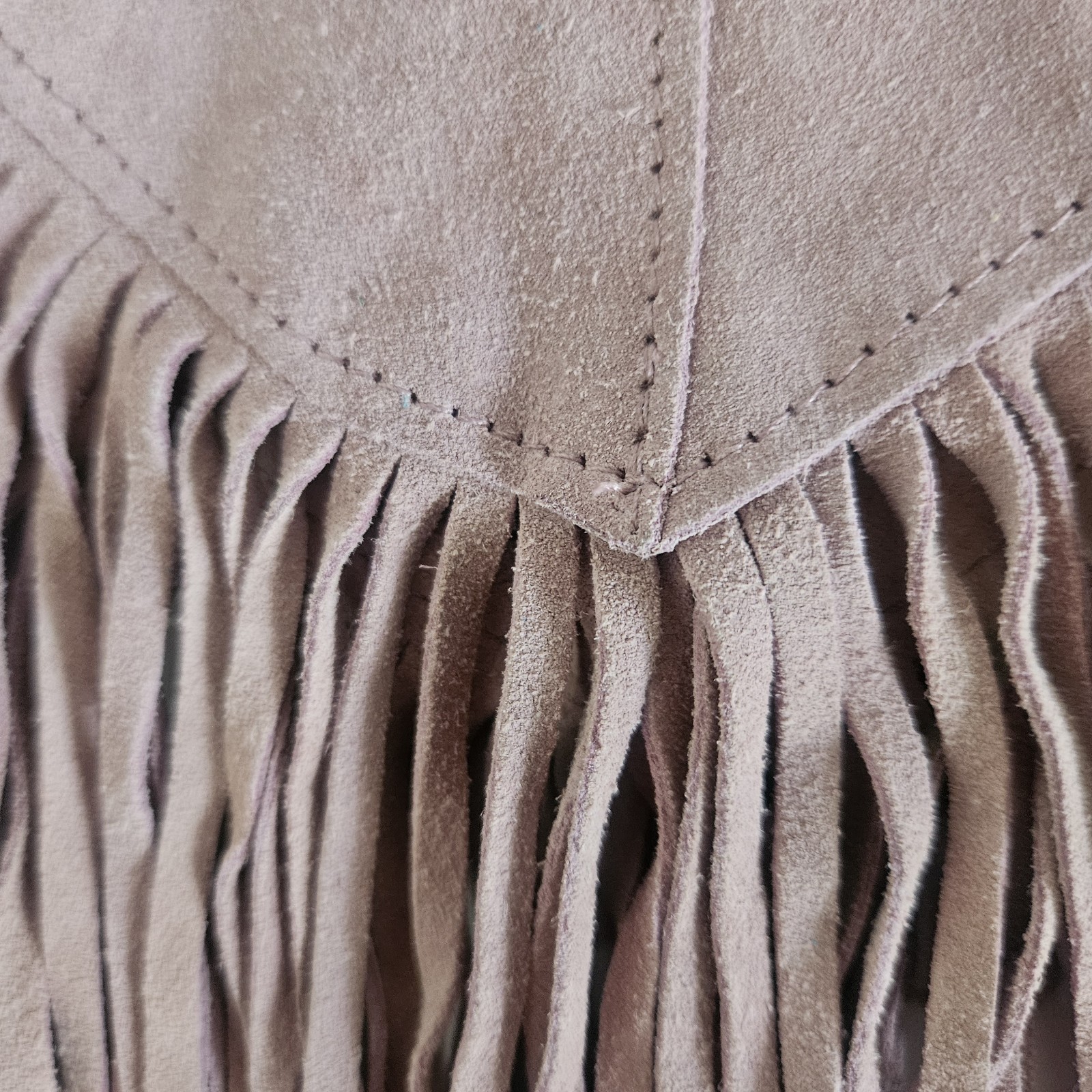 VTG Pioneer Wear Blush Pink Suede Leather Fringe Capelet Shaw Festive Wear USA