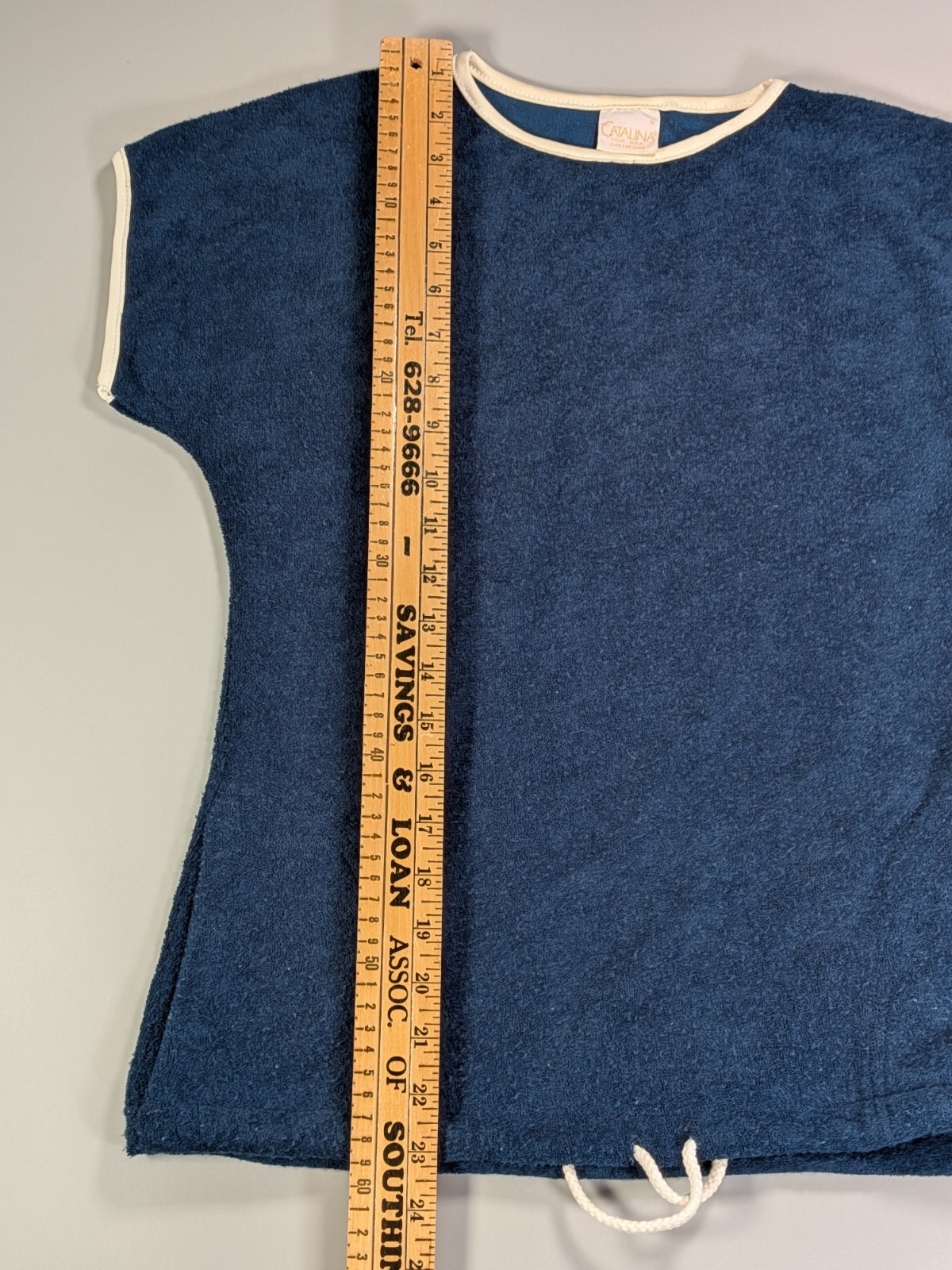 Vintage Catalina Swimsuit Cover-Up S Blue Terrycloth Swim Beach Surfer 70s USA