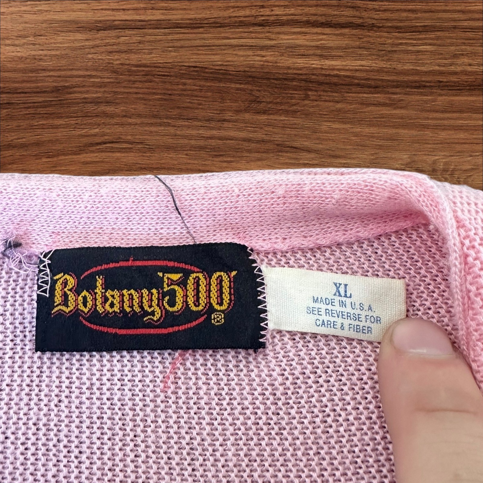 Vintage Botany 500 Pink Cardigan Sweater XL Long Sleeve Knit Made in USA