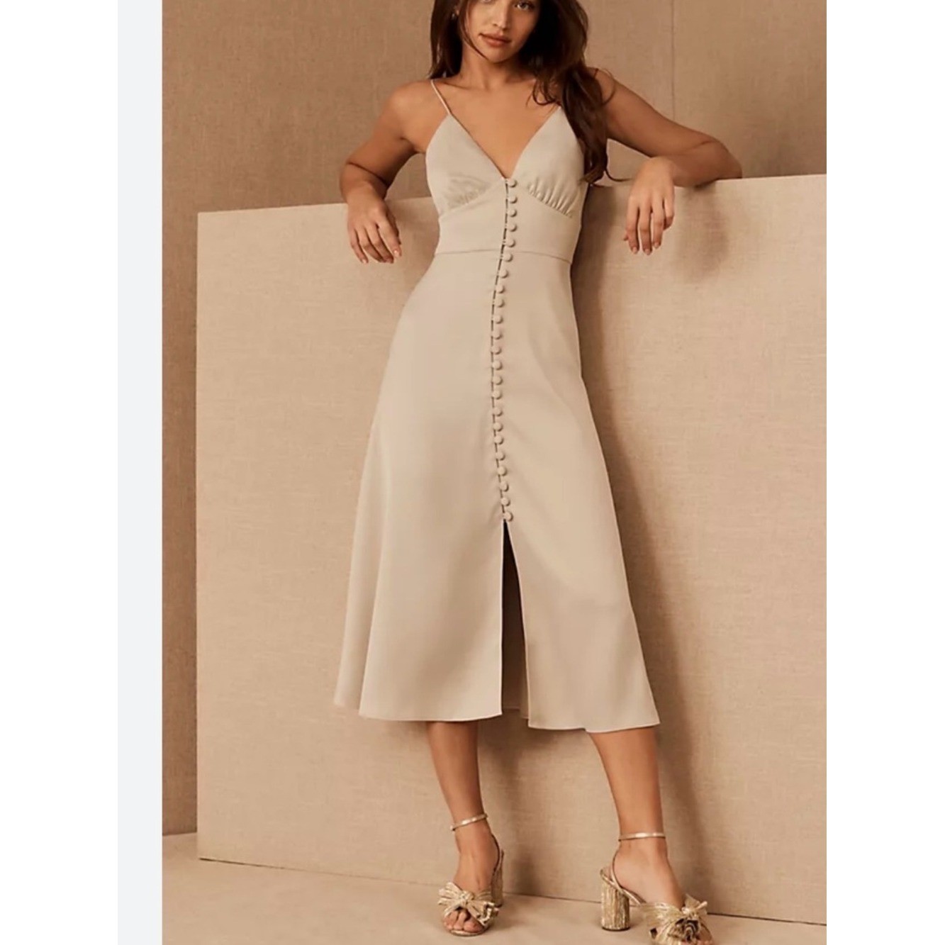 Vintage Abercrombie and Fitch champagne satin slip dress small