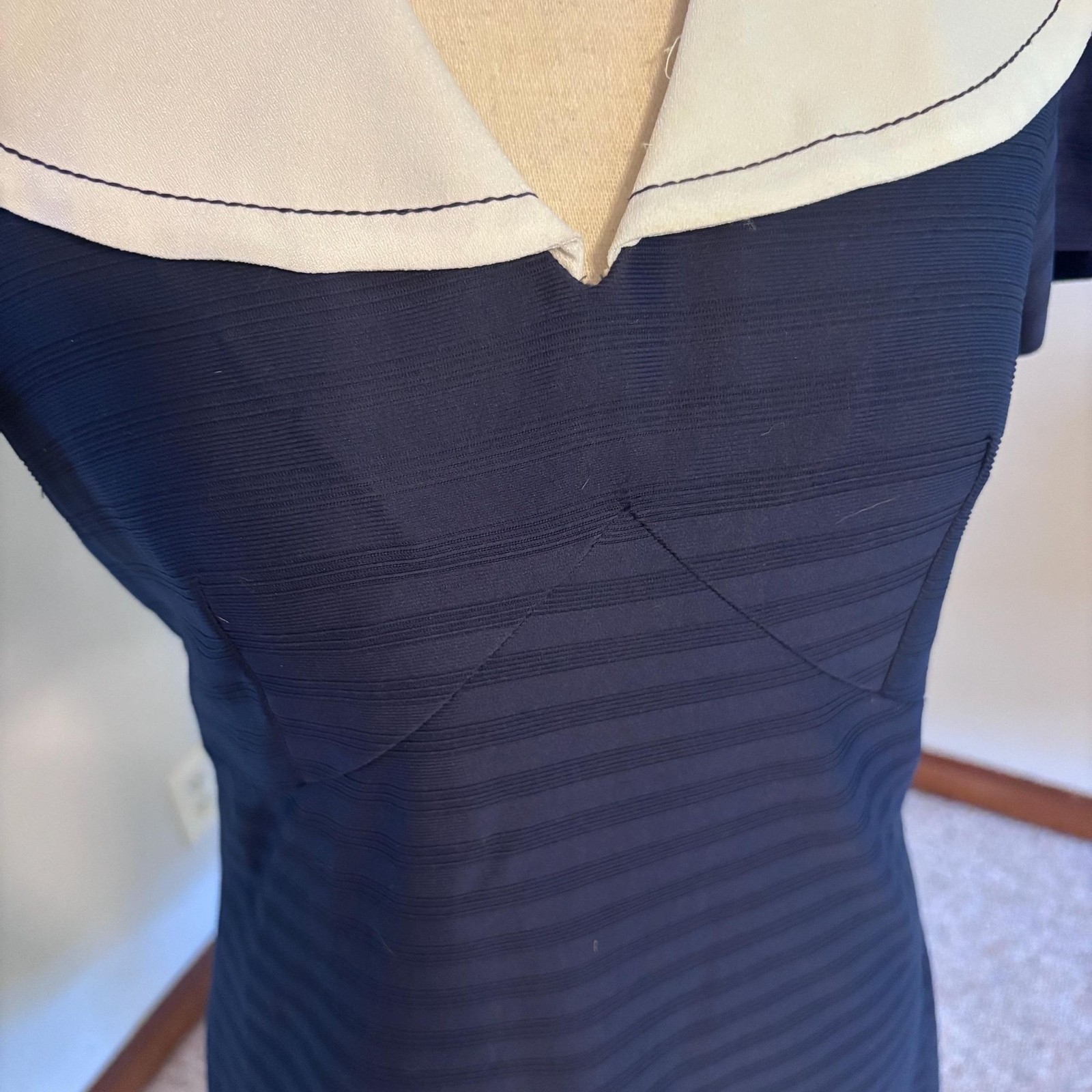 Vintage 60s Navy and White Sailor Collar Mod Mini Dress Size Small