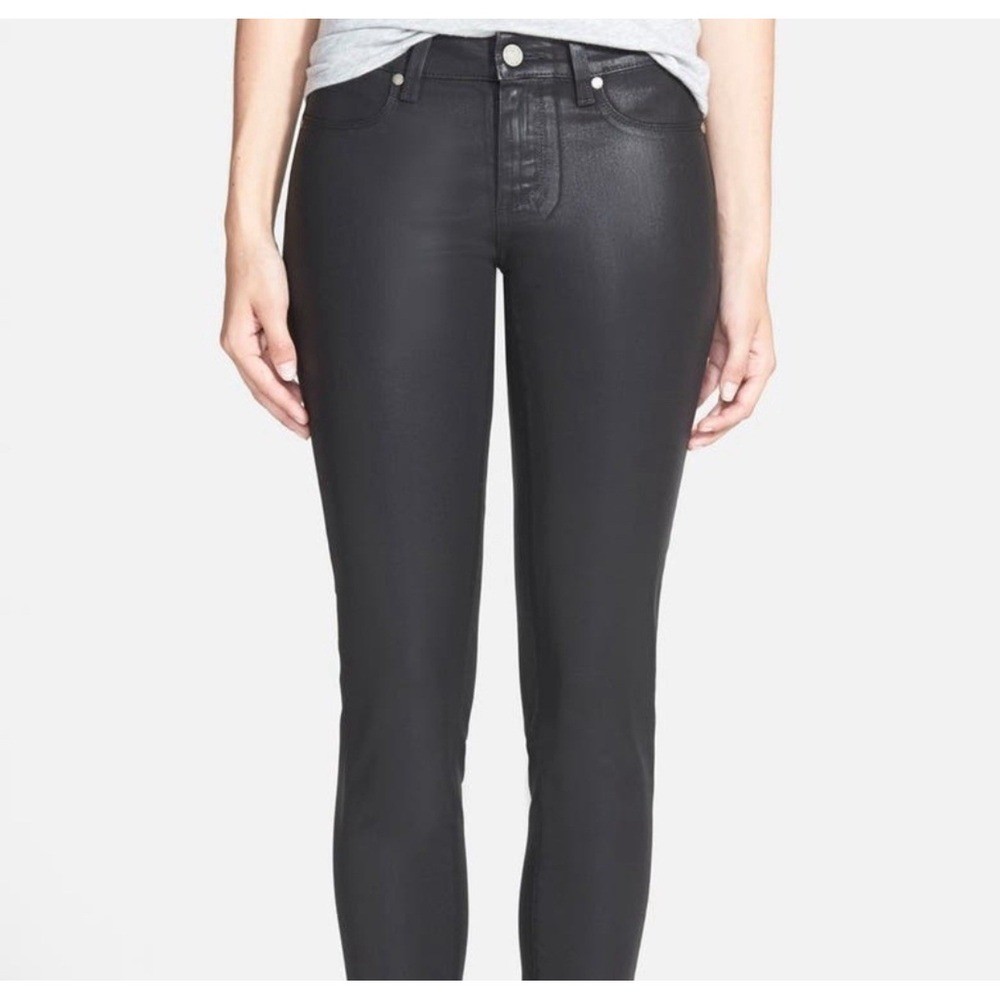 Paige Women 32 Mid Rise Jeans Pants Verdugo Ankle Black NEW Coated