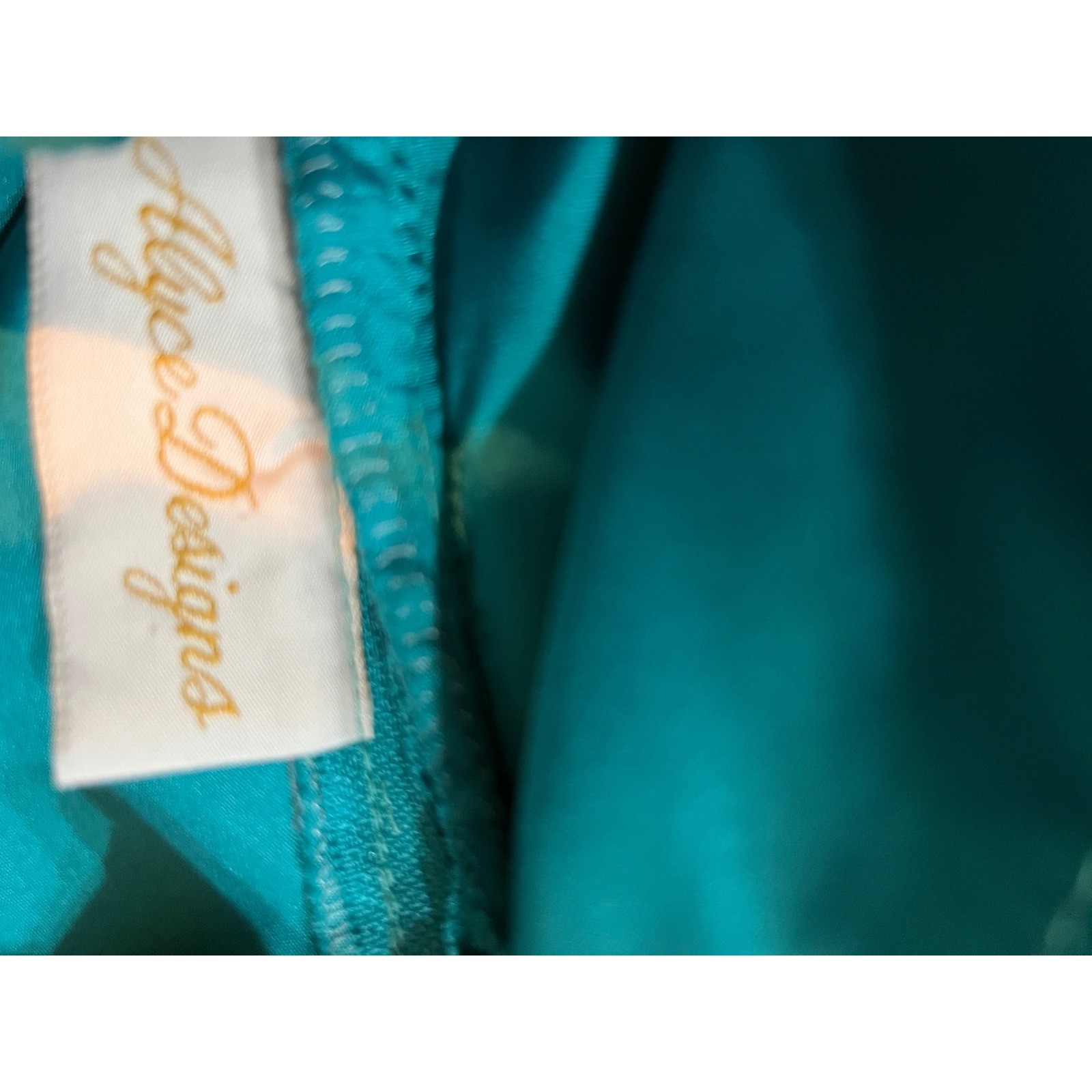 Alyce Designs Vintage Teal Strapless Ruched Satin Ballgown Prom Dress Size 6