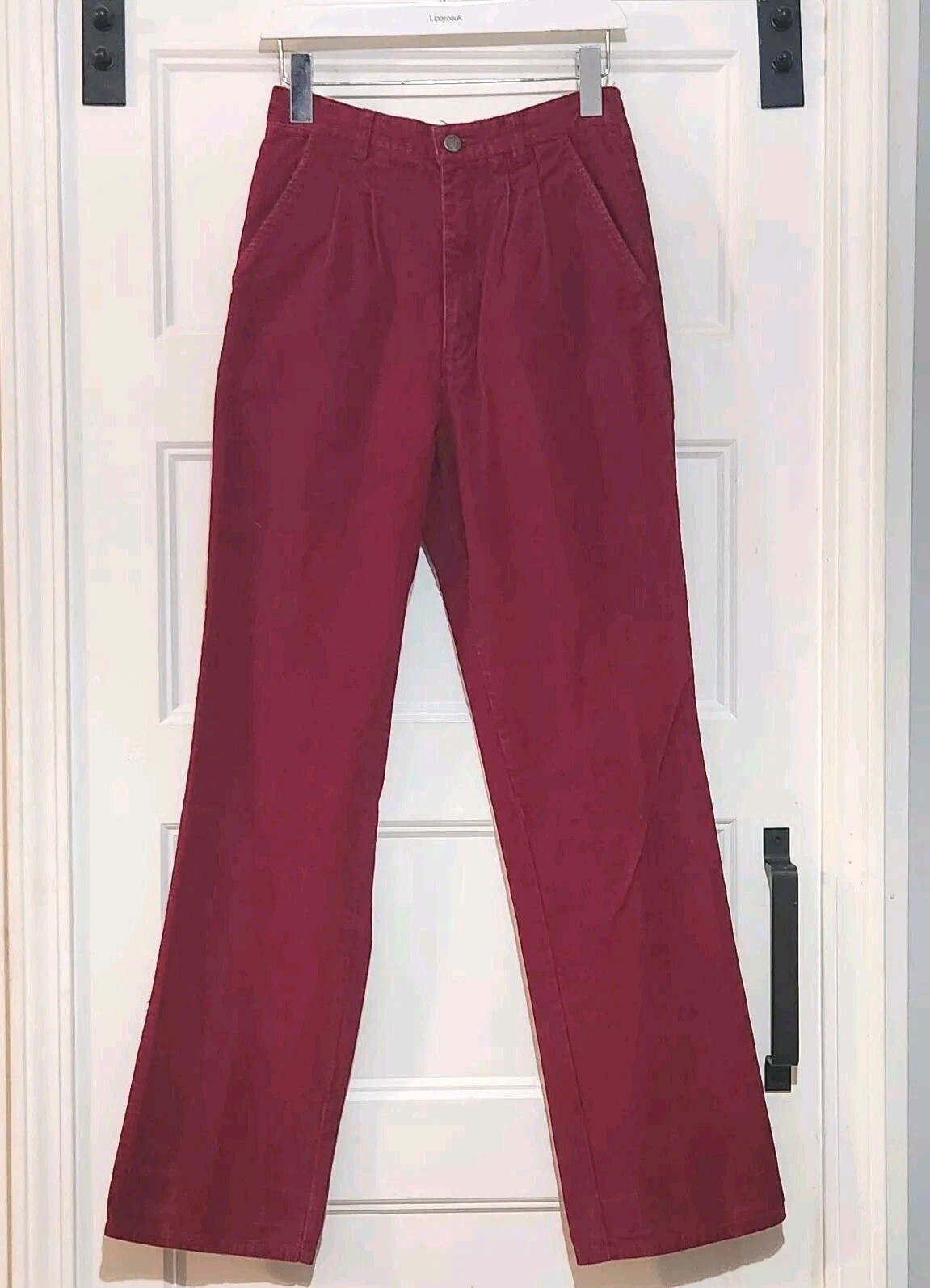 Vtg Stockton Red Corduroy High Waist Pant 26×32 Straight Women 8 See Description
