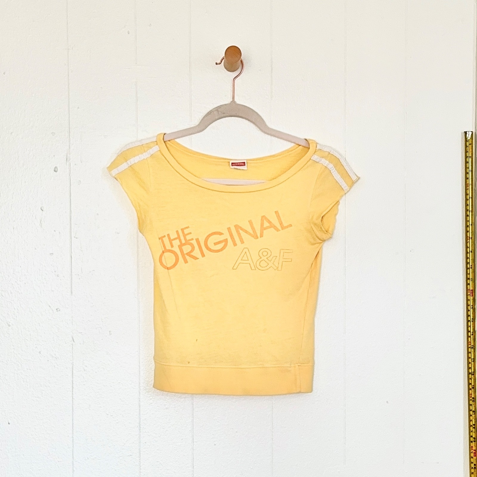2000s VINTAGE Abercrombie & Fitch Yellow Baby Tee S Ultra Rare US Seller
