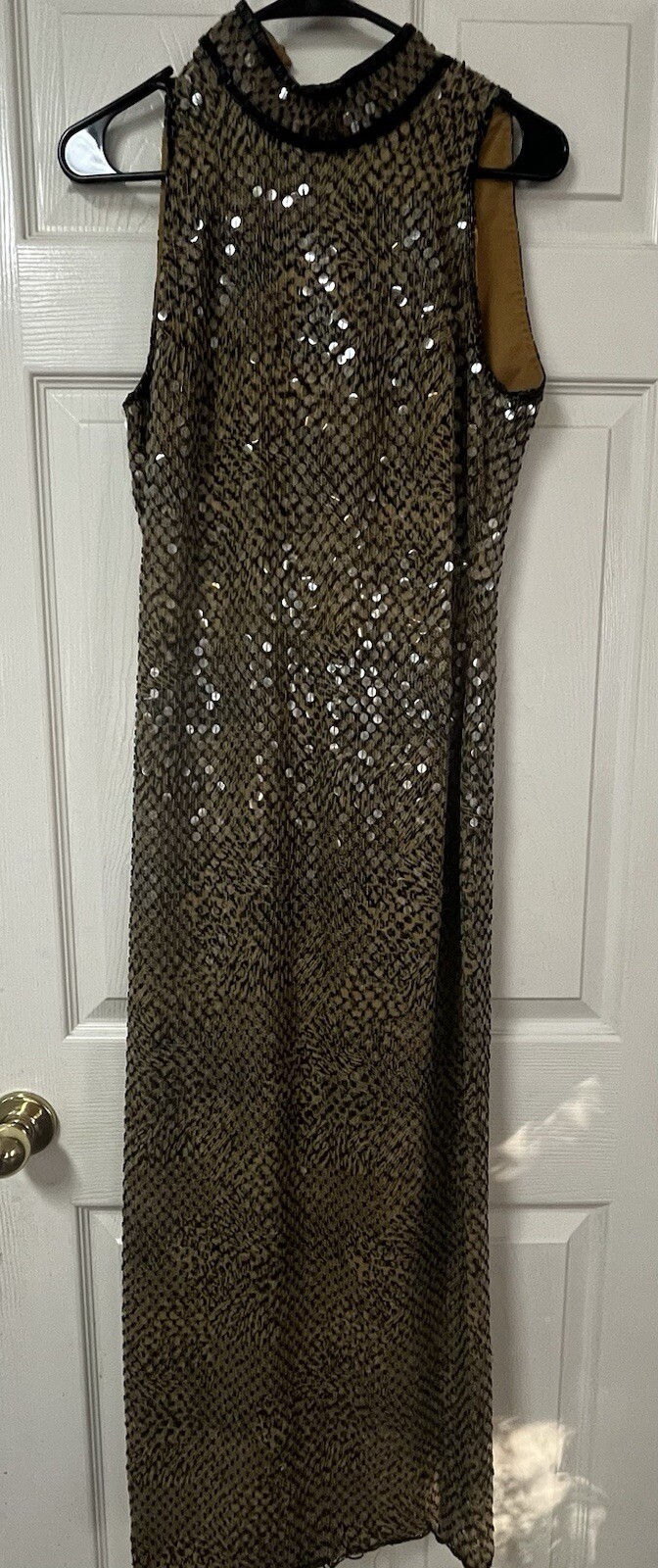 VTG Beaded Sequin Long Dress Mixed Leopard Prints Size “S”