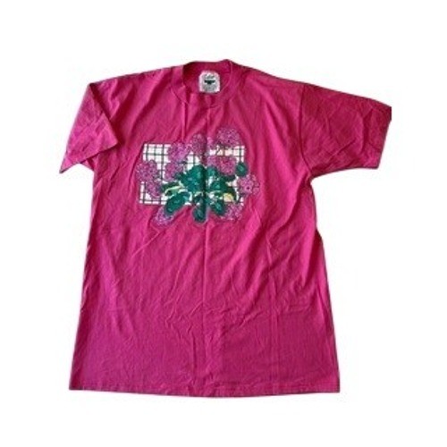 Vintage Gopher Sport Magenta Pink Floral Graphic T-Shirt Women Large 90s Retro