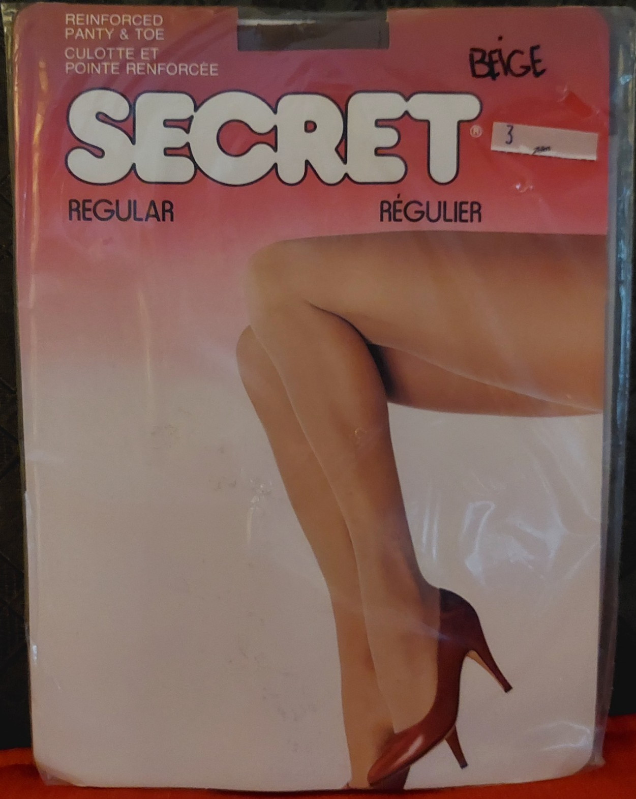 Vintage Pantyhose Secret Regular Reinforced Toe Color Beige One Size BALLS1