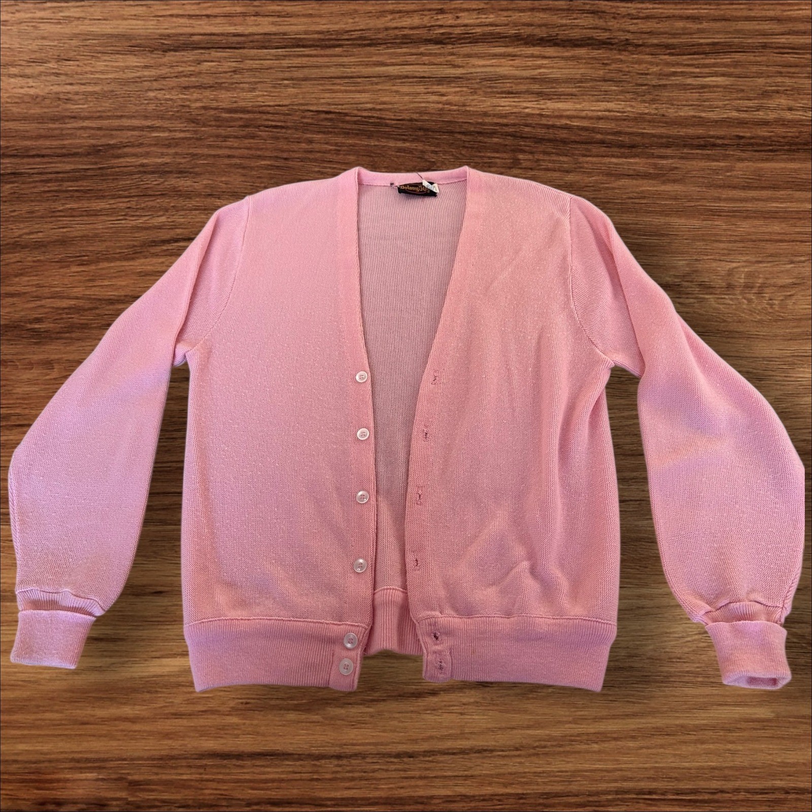 Vintage Botany 500 Pink Cardigan Sweater XL Long Sleeve Knit Made in USA