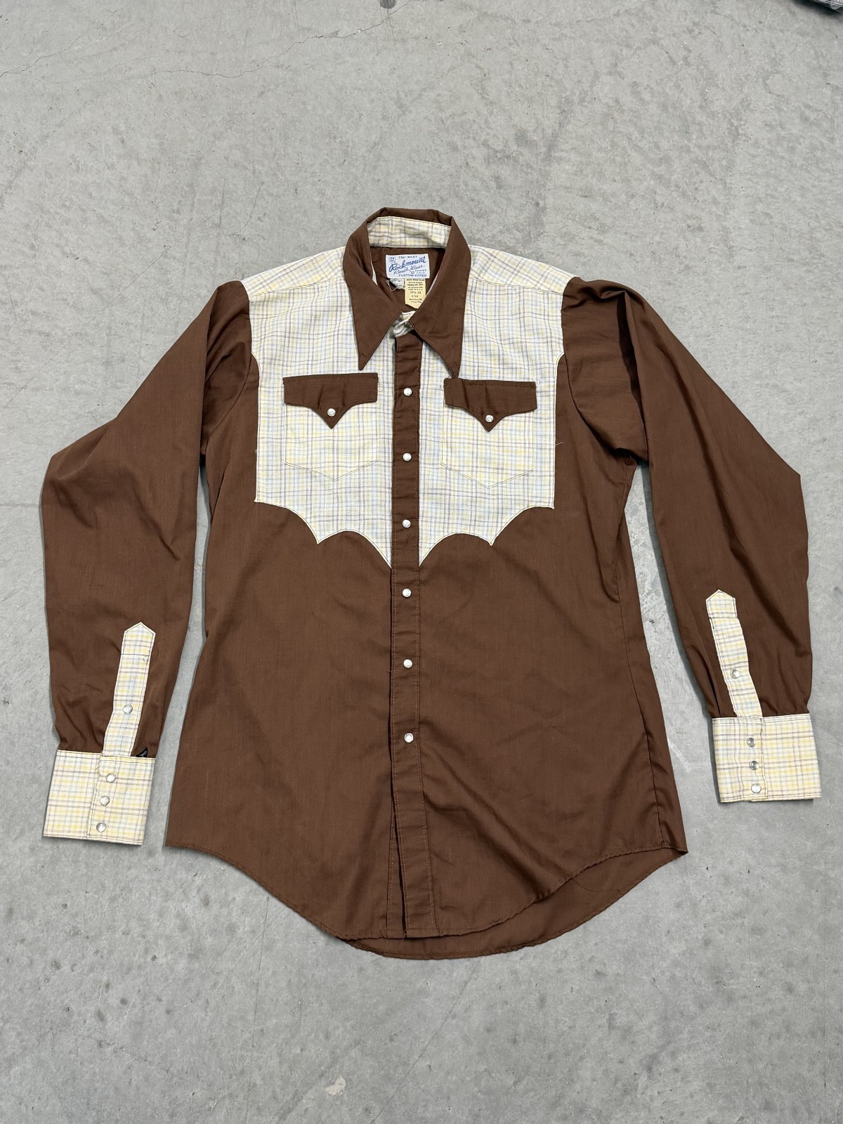 Vintage 1980’s Tru West Rockmout RanchWear Custom fit Pearl Snap Button up M/L