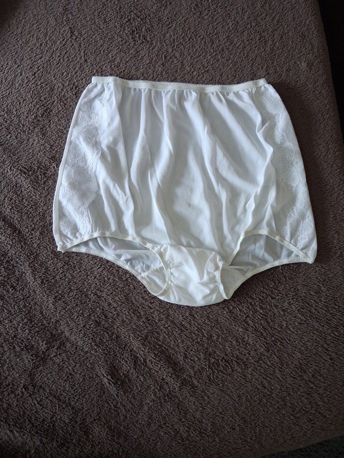 Vintage 1950s 60s Deadstock Nylon Lace Pam Undies Size 7 White Granny Panties