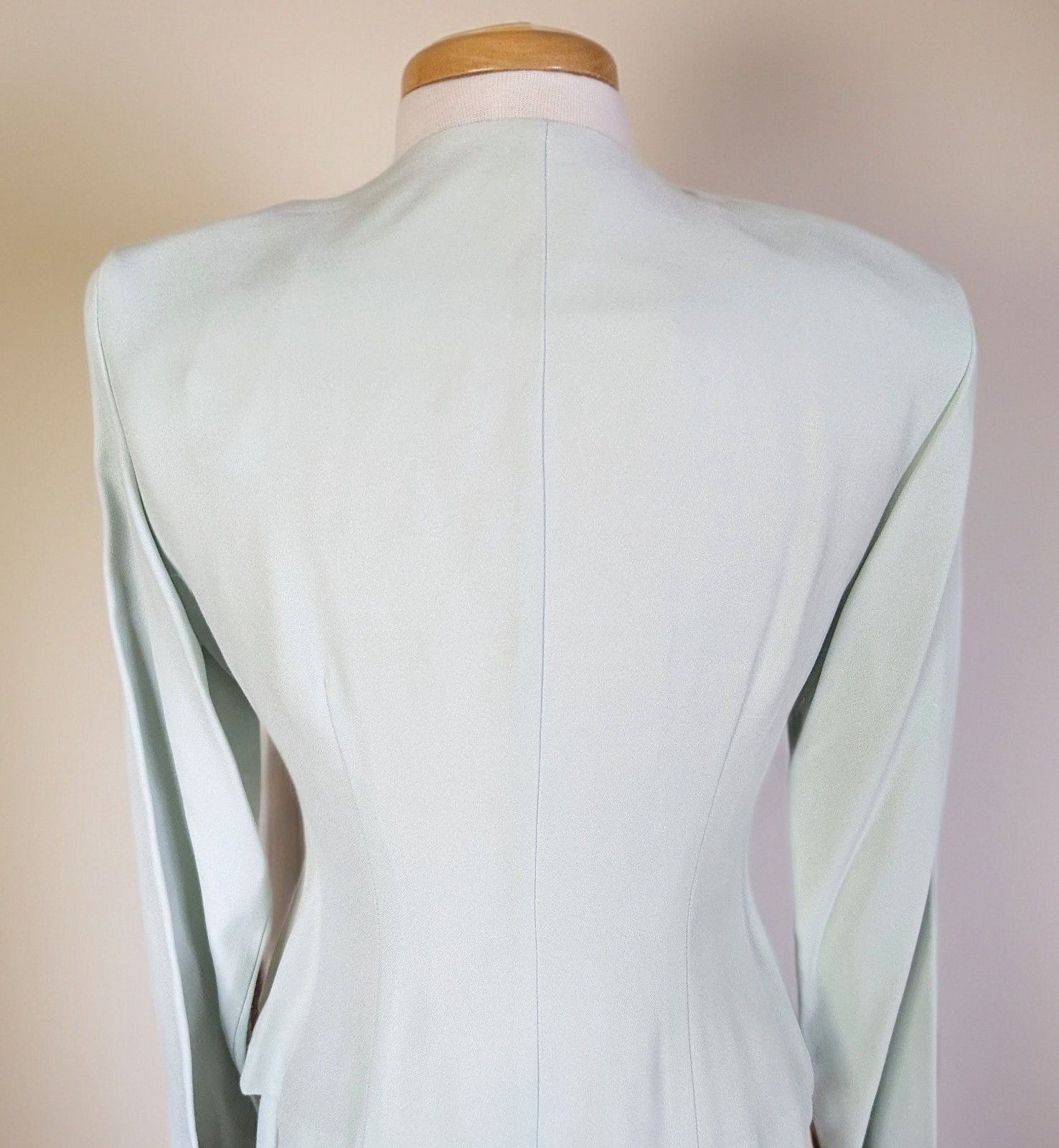Vintage 80s Incite Mint Green Skirt Suit Size 6 Pleated Skirt V-Neck USA Made