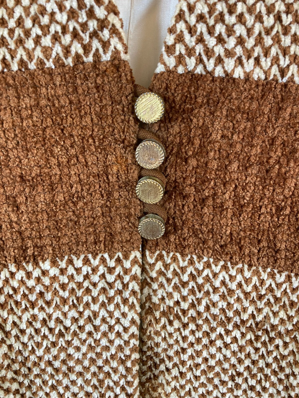 VTG Womens Sz 9 (Large) JUNIOR AIM Vest Chenille Brown Tan 5 Button