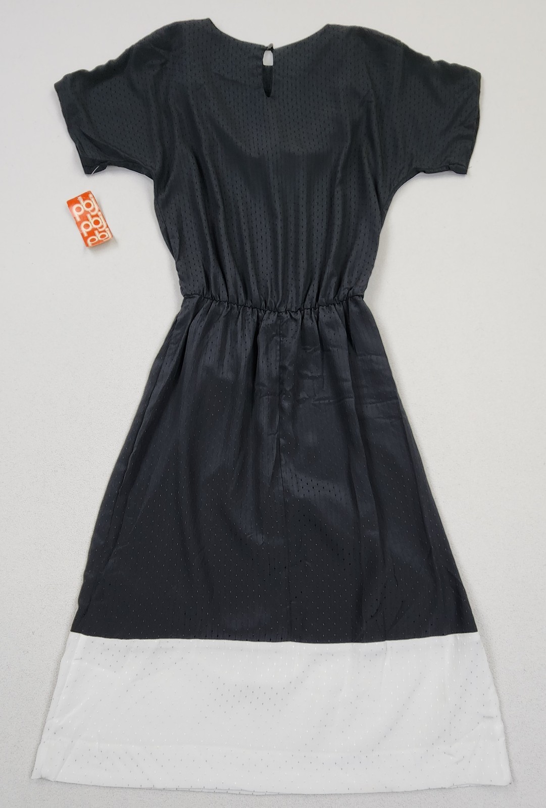1970 80s PBJ Dress Royal Black White Colorblock Drape Neck Mod Secretary Geek