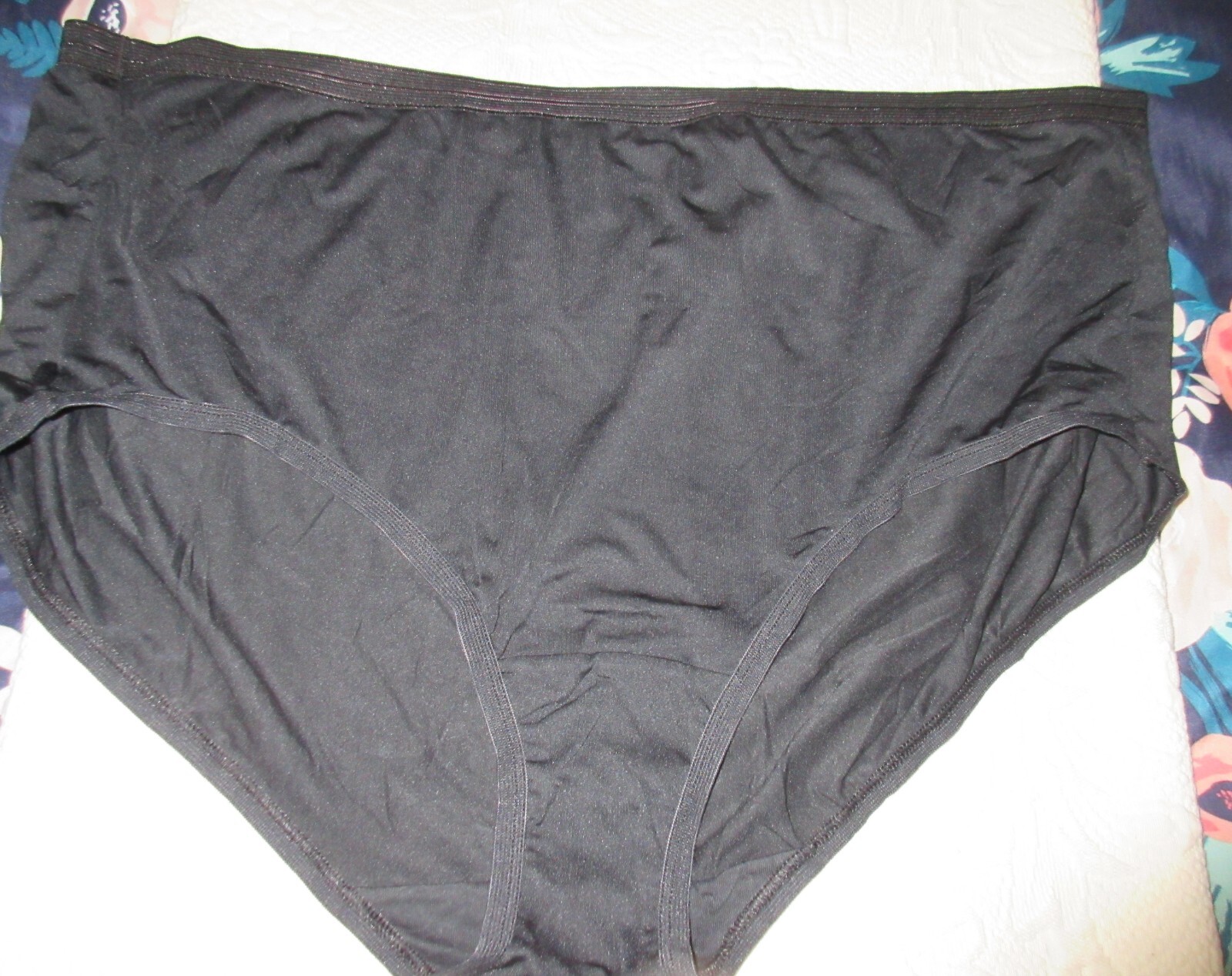 vintage FIT FOR ME BLACK size 12/5X stretch poly nylon HI LEG SISSY panties