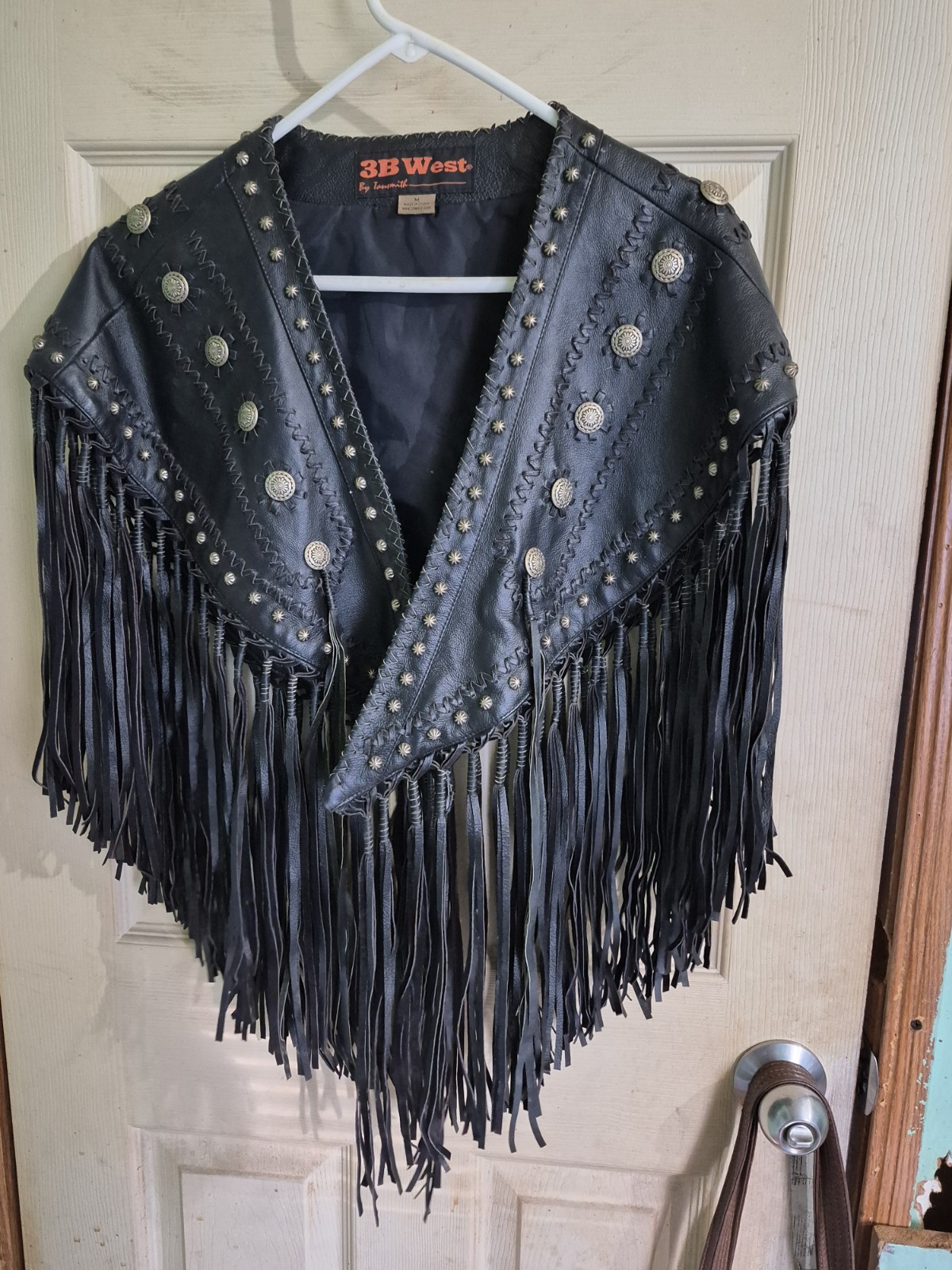 Vintage 3B West by Tanmith Leather Shawl for Women Size Medium